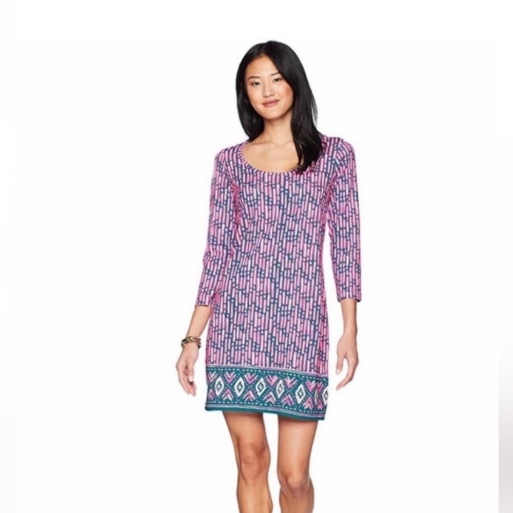 Lilly Pulitzer Scoop neck Pink and teal Patterned Dress size Medium